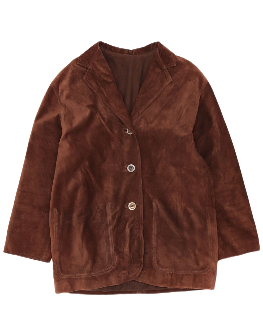 Винтажная женская замшевая куртка оверсайз EU 40, кожа среднего коричневого цвета