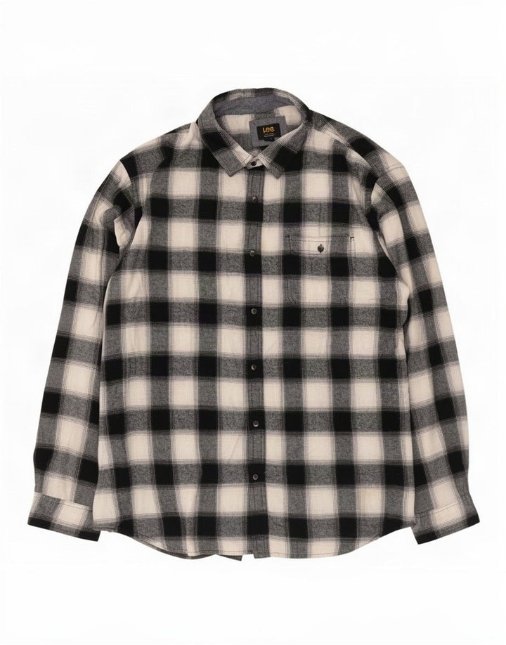 Мужская фланелевая рубашка Lee Regular Fit 2XL, черный хлопок в клетку