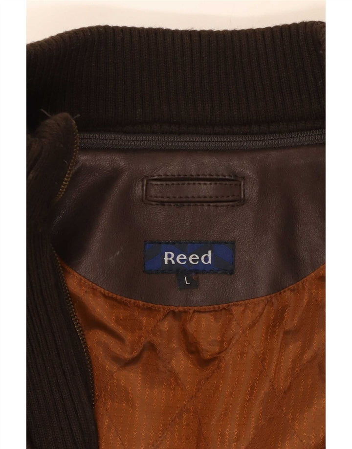 Мужская кожаная куртка Reed UK 40, большая коричневая