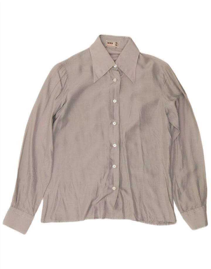 Женская рубашка-блузка VINTAGE UK 12, средний серый шелк