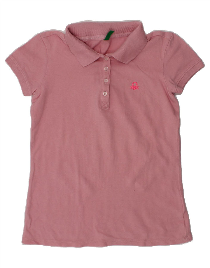 BENETTON Girls Polo Shirt 8-9 Years Large  Pink Cotton | Vintage Benetton | Thrift | Second-Hand Benetton | Used Clothing | Messina Hembry 