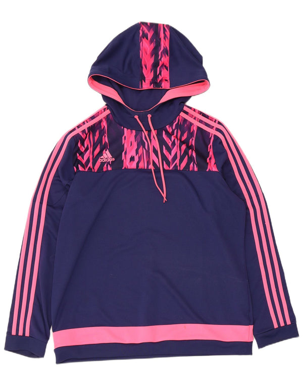 Женский джемпер с капюшоном Adidas Climalite UK 20/22 XL Темно-синий с цветными блоками