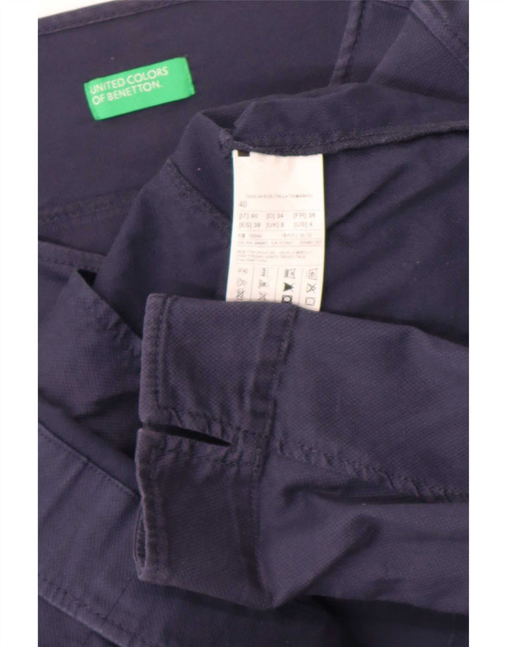 Женский бомбер Benetton с рукавом 3/4, Великобритания, 8, маленький, темно-синий, хлопок
