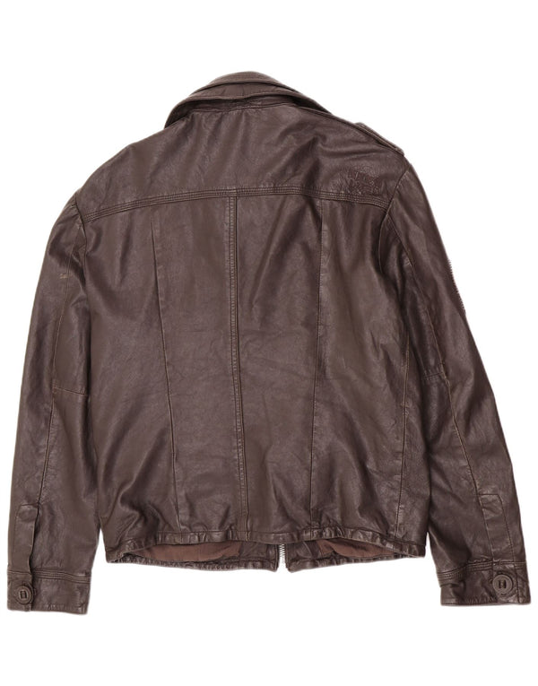 Мужская кожаная куртка Superdry в стиле милитари UK 42 XL Коричневая