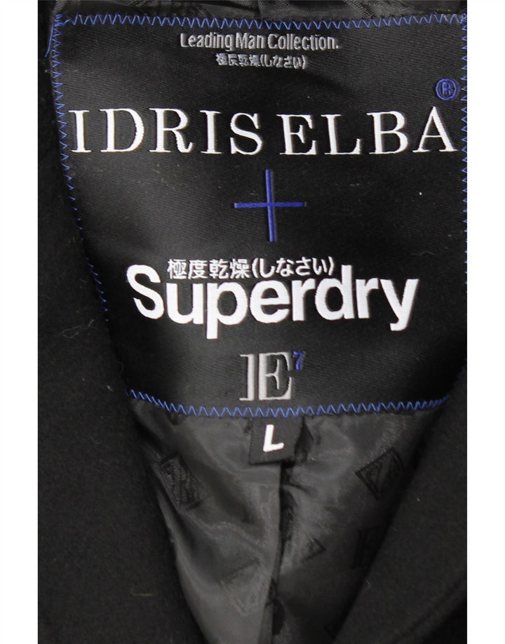 SUPERDRY Мужское пальто UK 40, большое, черное, шерстяное