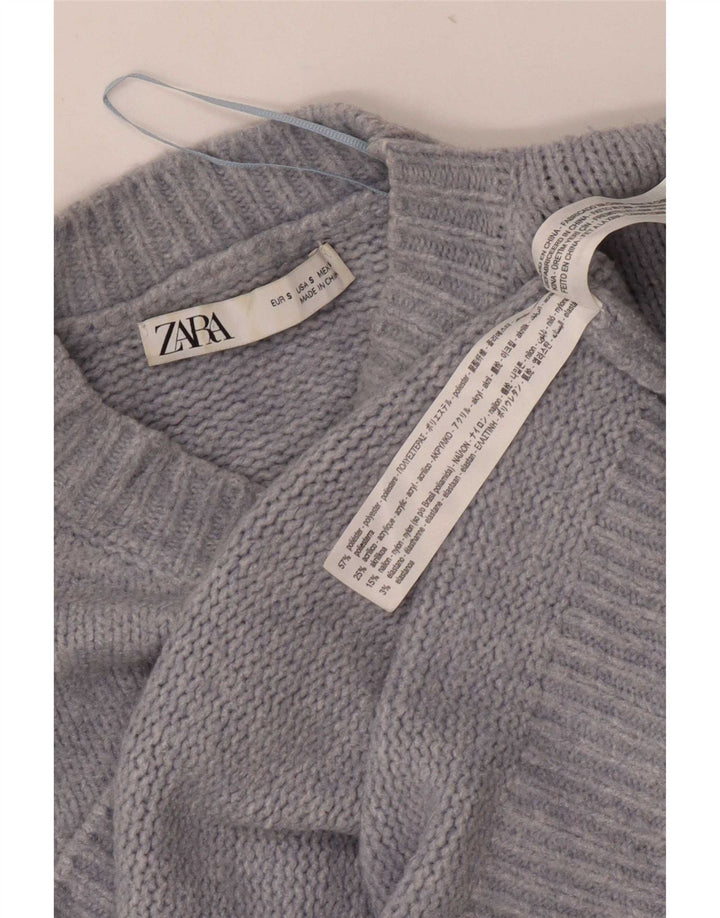 Женский свободный джемпер с круглым вырезом Zara UK 10, маленький синий полиэстер
