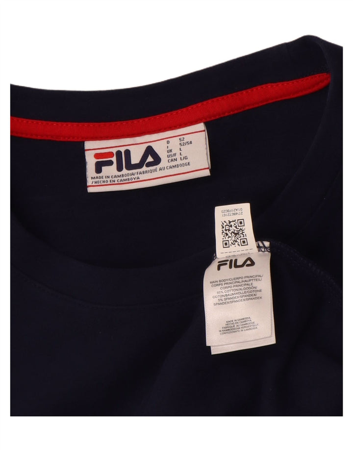 Мужской свитер Fila, большой темно-синий хлопковый джемпер