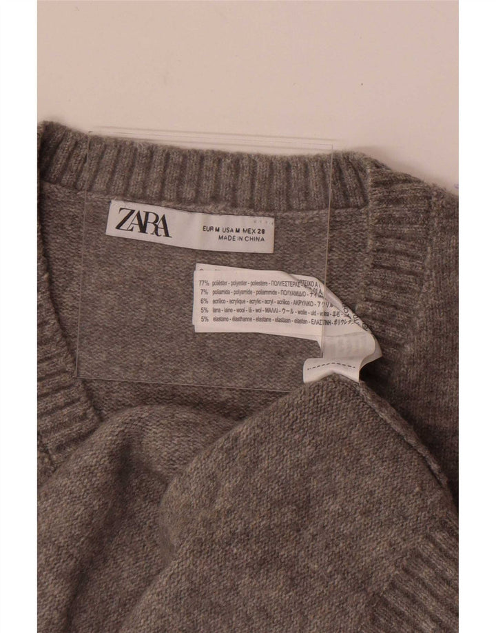 Женская укороченная майка Zara UK 14, полиэстер среднего серого цвета