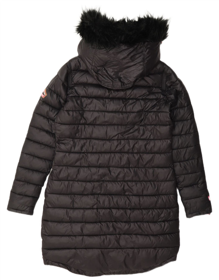 Женское стеганое пальто с капюшоном Superdry UK 12, средний черный нейлон