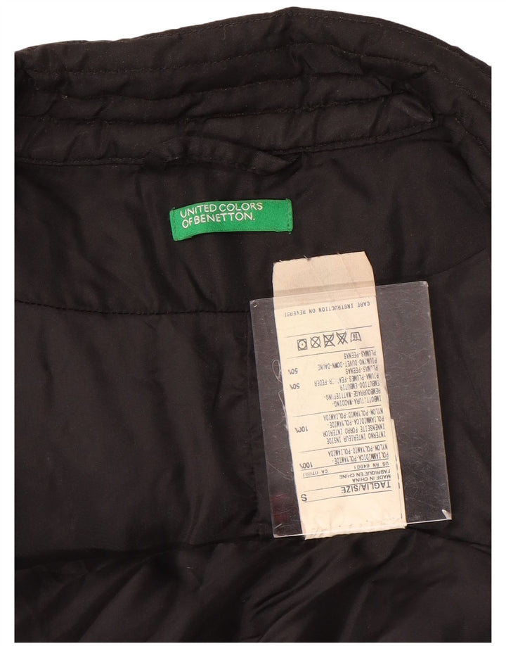 Женская укороченная байкерская куртка с подкладкой Benetton UK 10, маленькая, черный нейлон