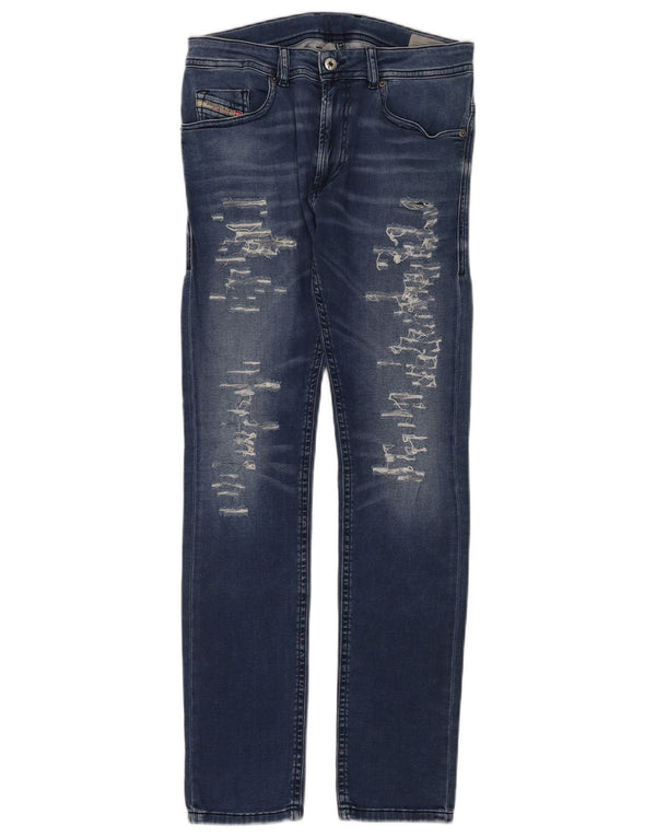 Diesel Boys Distressed Slim Jeans 15-16 Years W30 L32 Blue Cotton