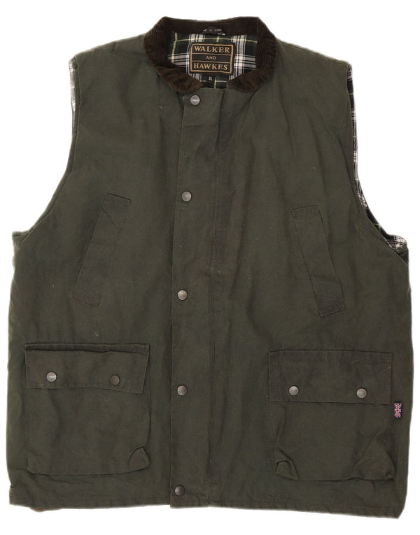 Мужской жилет из вощеного хлопка Walker and Hawkes UK 42 XL с цветными блоками цвета хаки