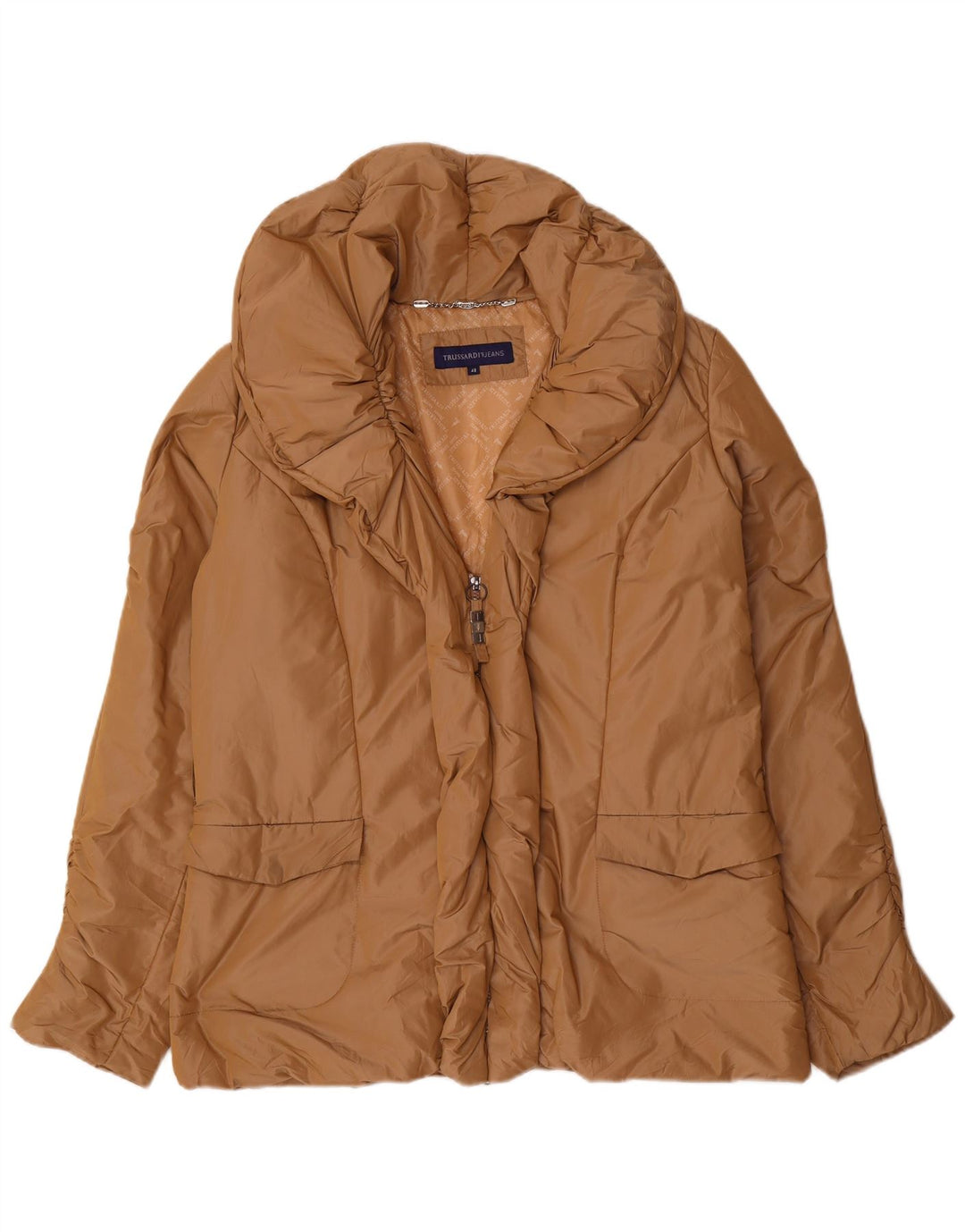 TRUSSARDI JEANS Женская стеганая куртка IT 48 XL Бежевый Полиэстер