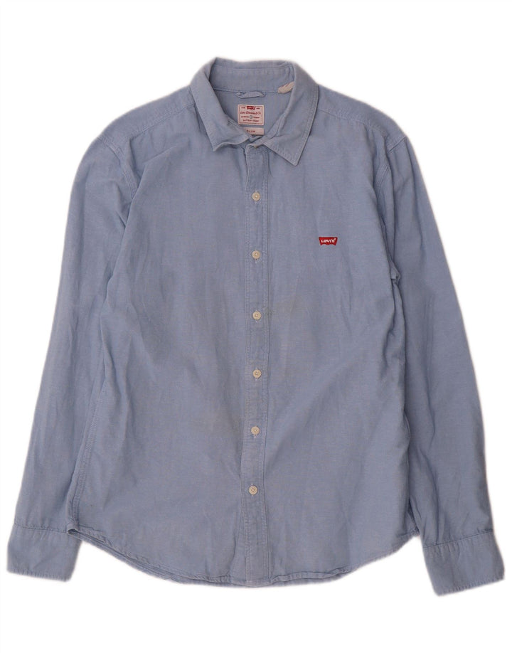 Мужская рубашка приталенного кроя Levi's, хлопок среднего синего цвета