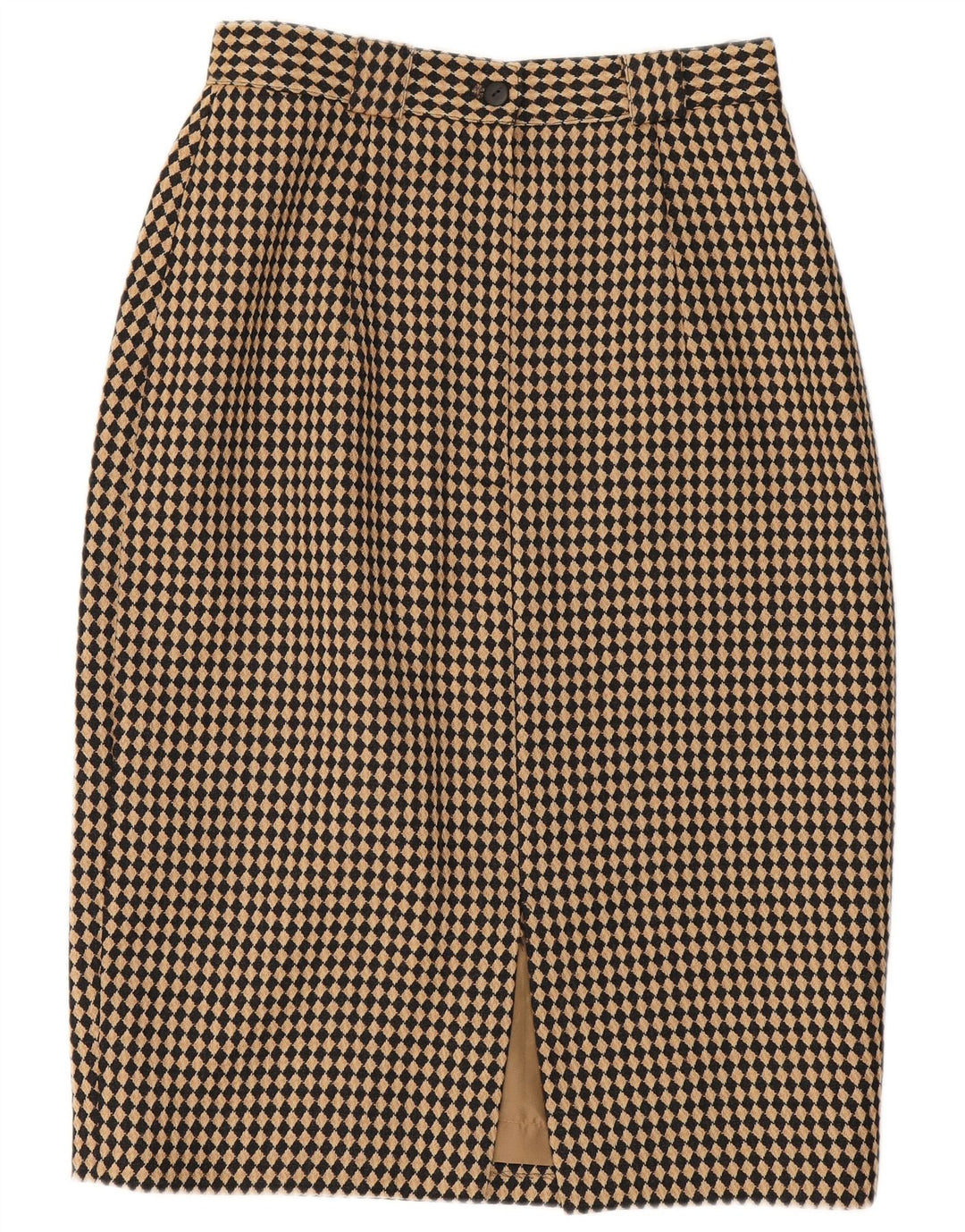 Женская юбка-карандаш Michael H UK 12 Medium W26 Бежевая с узором ромб/шерсть