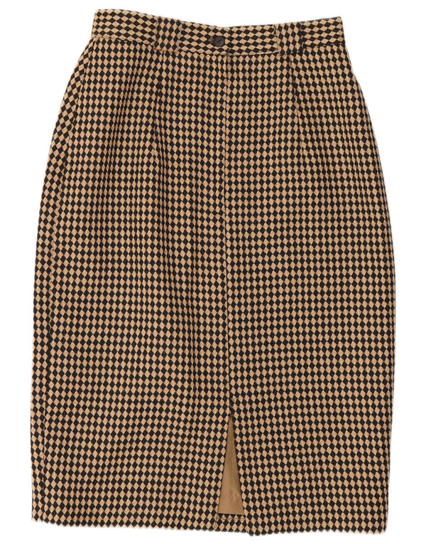 Женская юбка-карандаш Michael H UK 12 Medium W26 Бежевая с узором ромб/шерсть