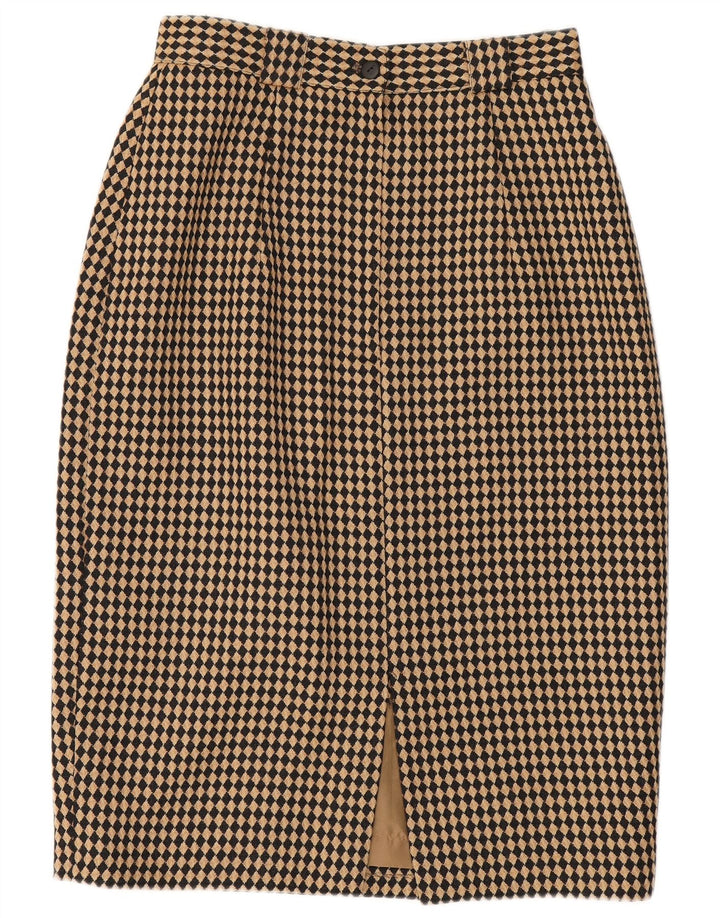 Женская юбка-карандаш Michael H UK 12 Medium W26 Бежевая с узором ромб/шерсть