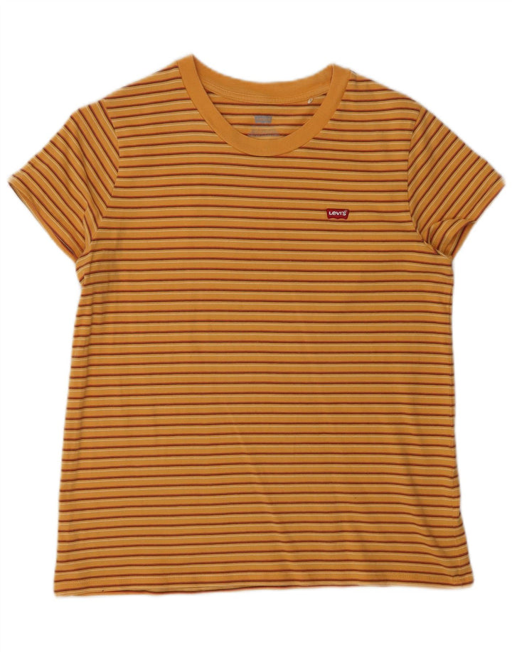 Женская футболка Levi's Top UK 12, хлопковая, средняя оранжевая полоска