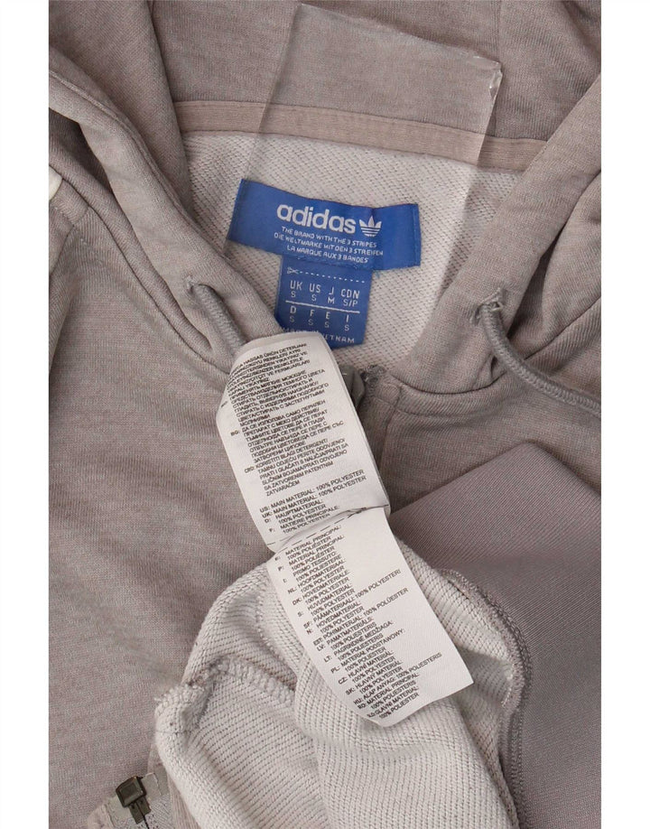Adidas Мужской свитер с капюшоном на молнии, маленький серый полиэстер