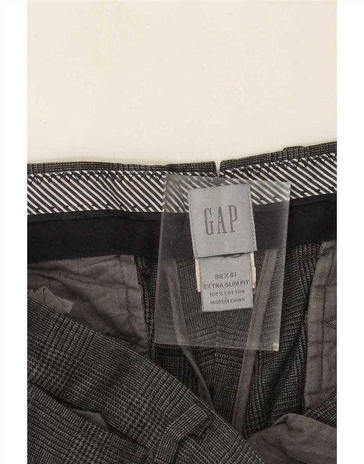 Мужские брюки-чиносы Gap Extra Sim Fit W34 L32, серые хлопковые брюки в клетку