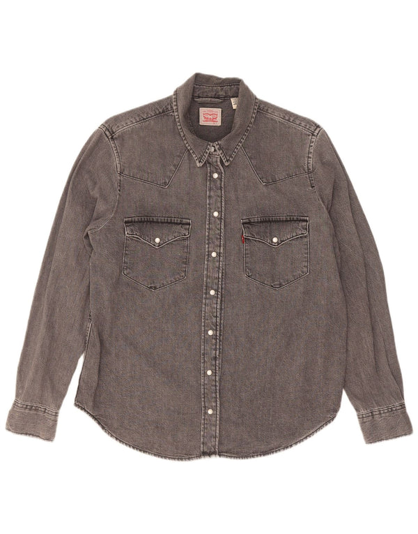 Женская джинсовая рубашка Levi's UK 14, хлопок среднего серого цвета