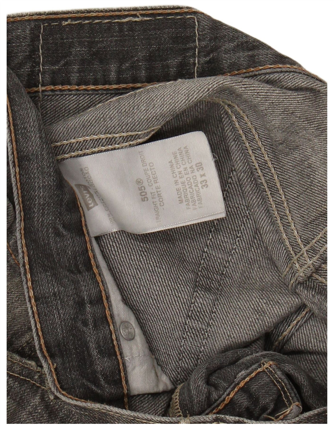 Мужские прямые джинсы LEVI'S 505 W33 L30 Серые, хлопок