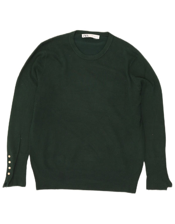 Женский джемпер с круглым вырезом Zara UK 18 XL, зеленый вискоза