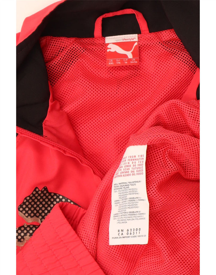 Спортивный костюм Puma для мальчиков с графическим рисунком, верхняя куртка 15–16 лет, красная с цветными блоками