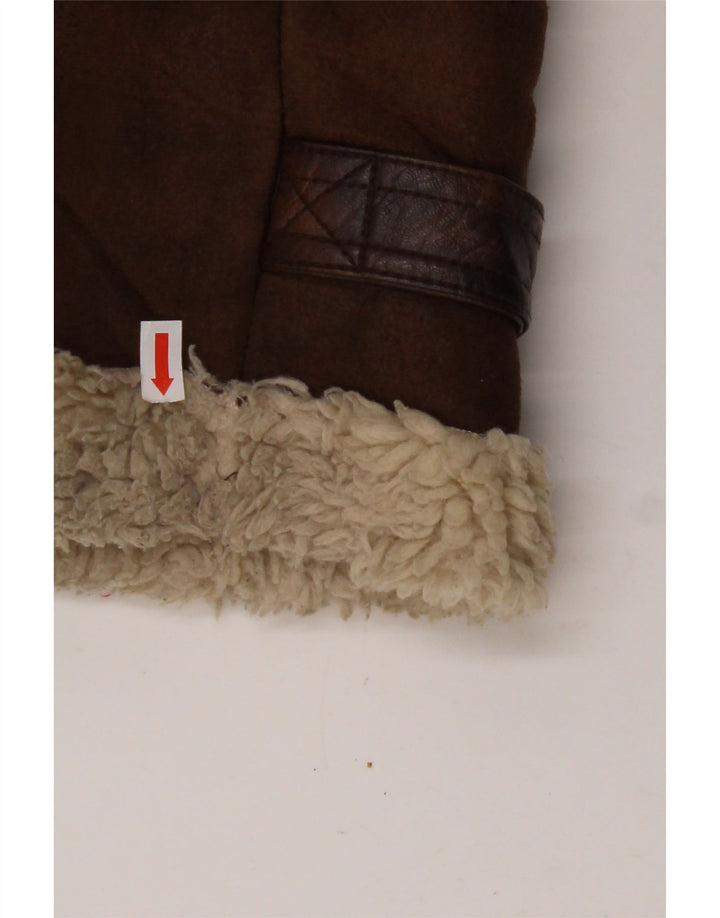 Мужская куртка-шерпа AERONAUTICA MILITARE UK 36, маленькая, коричневая, полиэстер