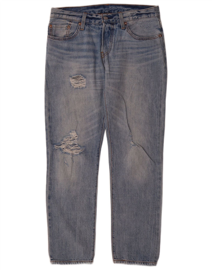 Женские потертые прямые джинсы Levi's 501 CT W26 L29 синие