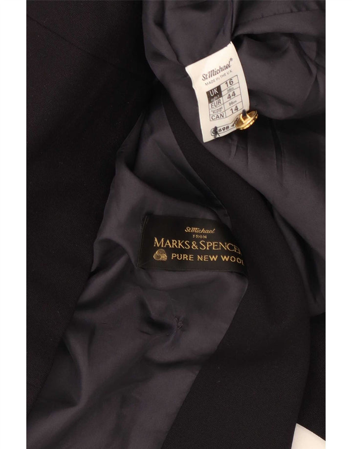 Женский двубортный пиджак Marks & Spencer UK 16, большой темно-синий