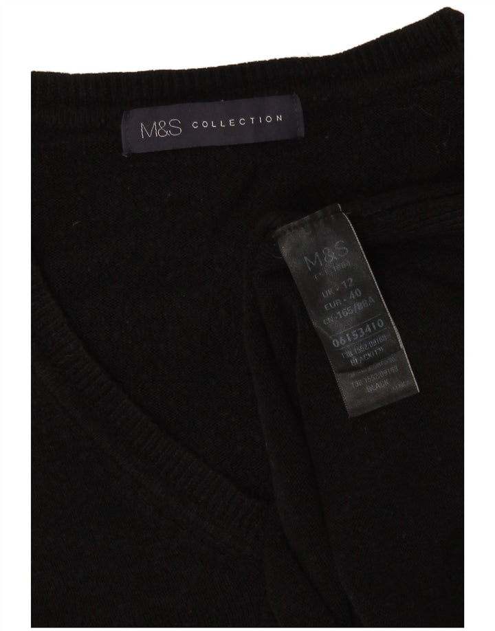 Женский джемпер с v-образным вырезом Marks & Spencer UK 12, средний черный акрил