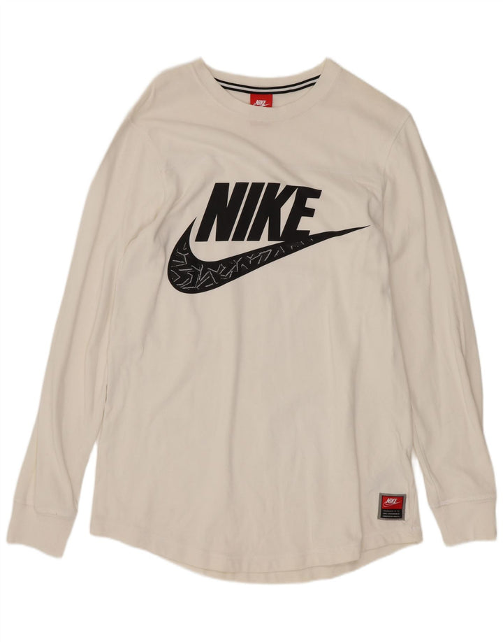Мужской топ с графическим рисунком Nike, средний белый хлопок, с длинным рукавом