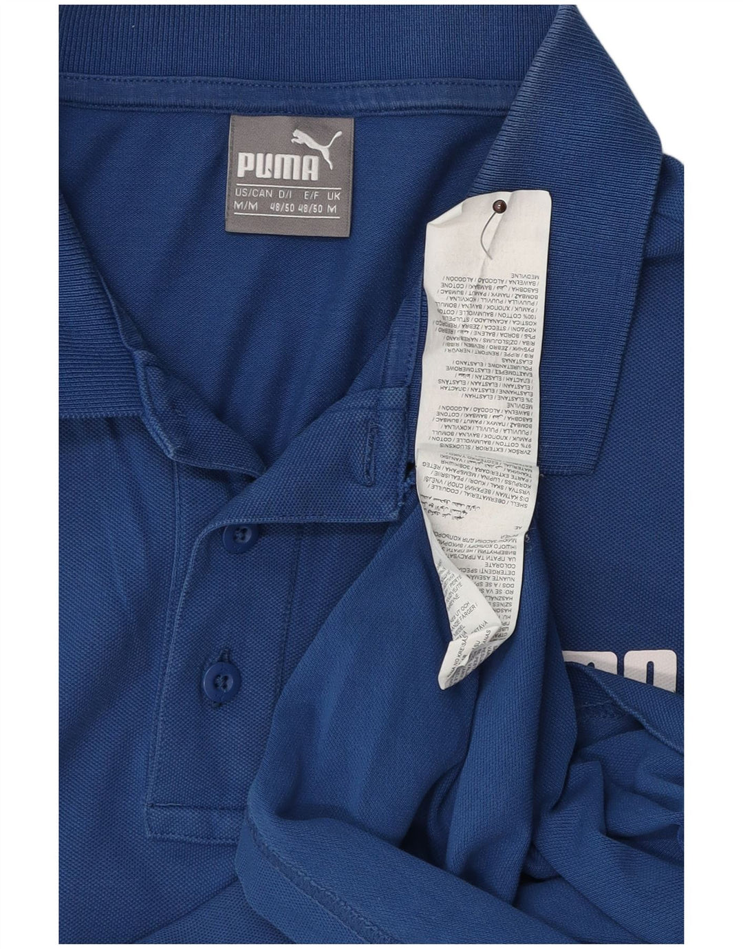 PUMA Mens Graphic Polo Shirt Medium Blue Cotton