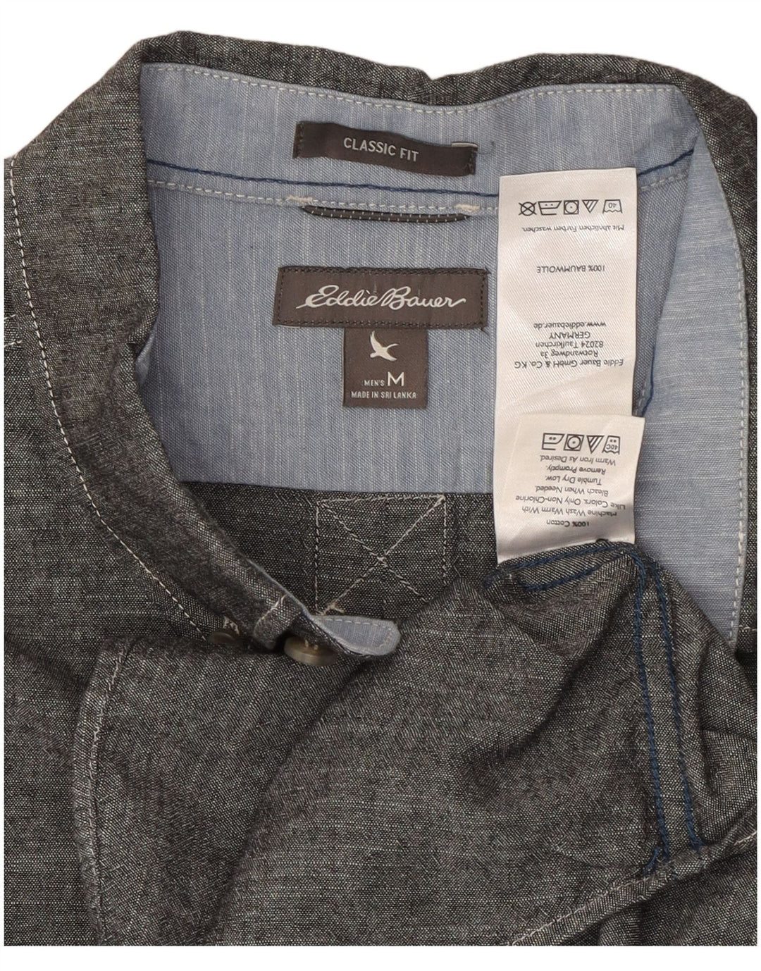 EDDIE BAUER Мужская рубашка классического кроя из хлопка среднего серого цвета