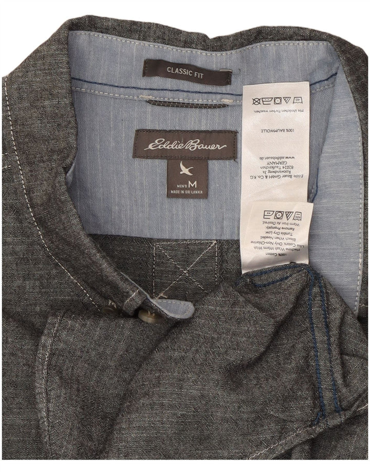 EDDIE BAUER Мужская рубашка классического кроя из хлопка среднего серого цвета