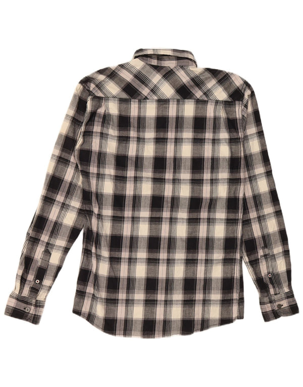 Wrangler Mens Checked  Regular Fit Flannel Shirt Small Black Plaid Cotton