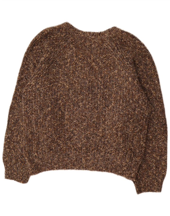 ВИНТАЖНЫЙ женский свободный джемпер с v-образным вырезом, Великобритания, 18 XL, коричневый в крапинку