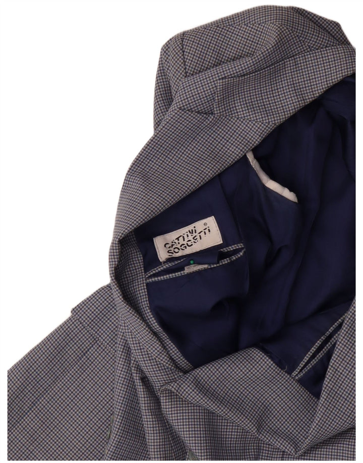 Мужской пиджак VINTAGE на 2 пуговицах IT 50, большая синяя клетка, шерстяной