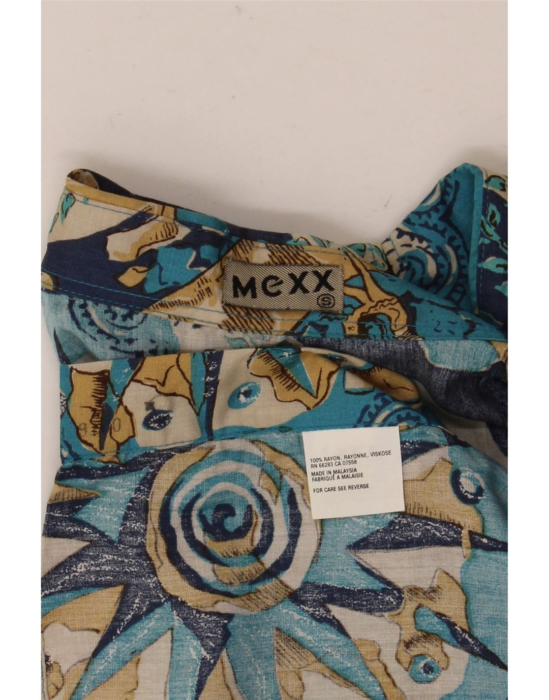 Мужская рубашка свободного кроя Mexx с коротким рукавом, маленькая синяя лоскутная вискоза
