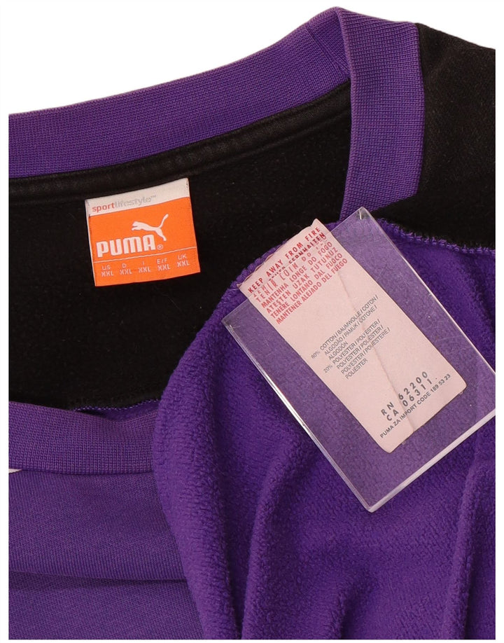 Мужской свитшот PUMA Osnabruck, 2XL, фиолетовый, хлопок с цветными блоками