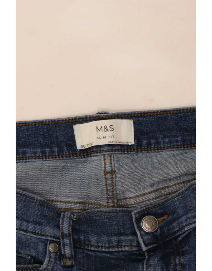 Мужские узкие джинсы Marks & Spencer W36 L29 синие, хлопок