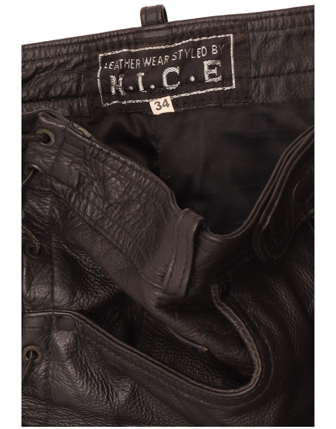 ВИНТАЖНЫЕ мужские кожаные брюки W34 L30 черные