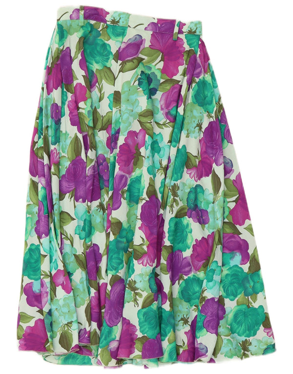 Винтажная женская расклешенная юбка W26, маленькая, разноцветная с цветочным принтом