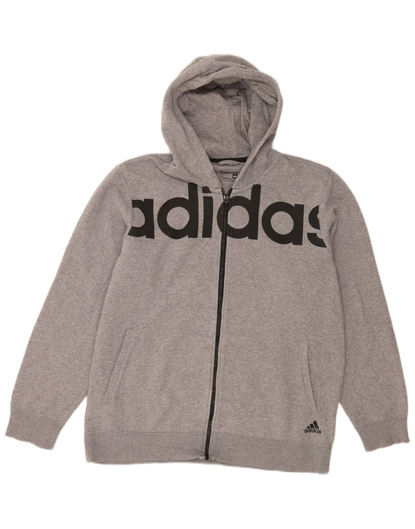 Мужской свитер с капюшоном Adidas на молнии с графическим рисунком XL, серый хлопок