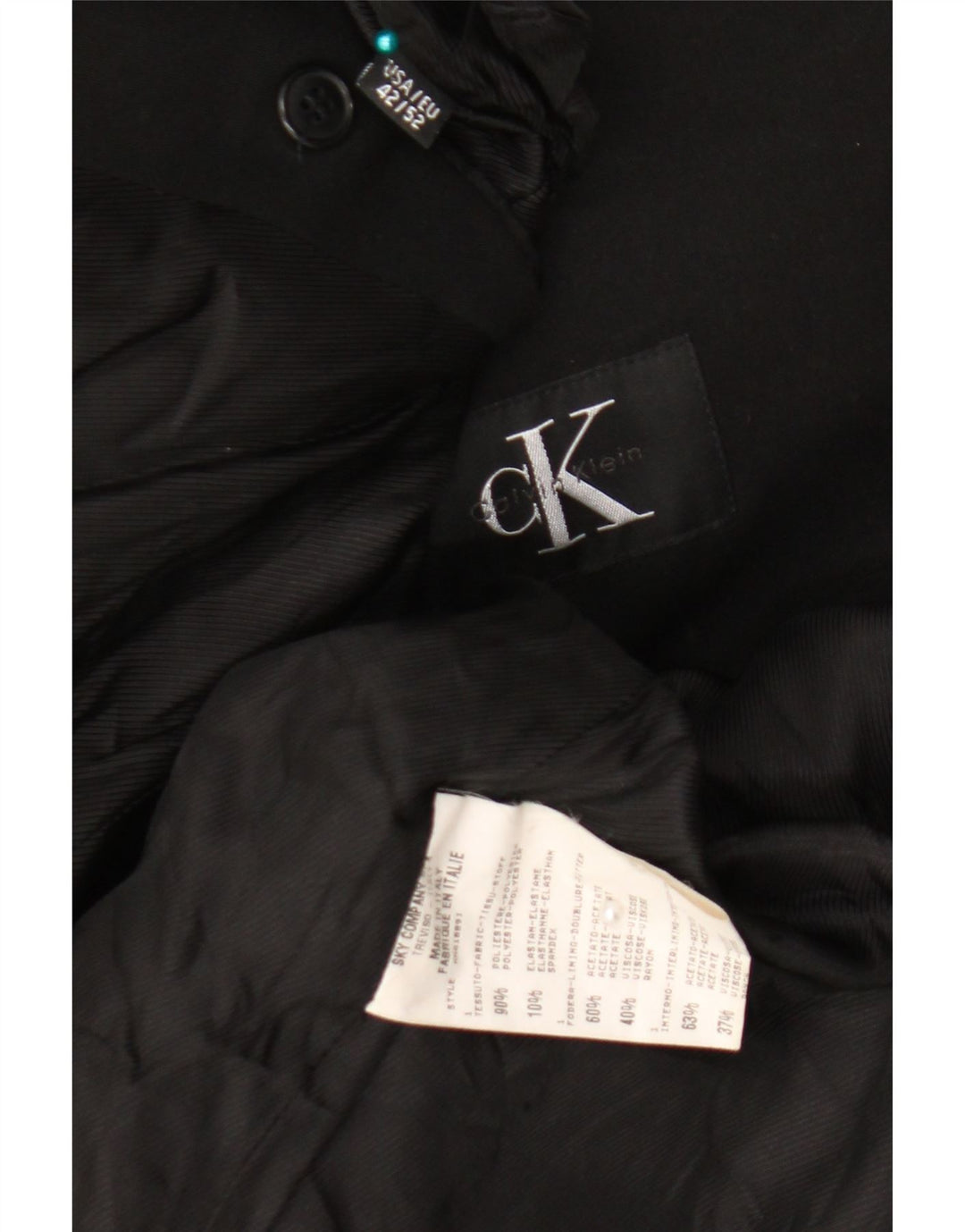 Мужской пиджак с 3 пуговицами Calvin Klein IT 52 XL, черный полиэстер