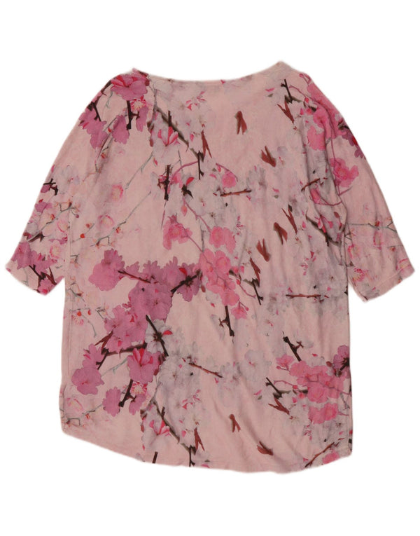 Phase Eight Womens Oversized Tunic Dress UK 14 Large Pink Floral Cotton