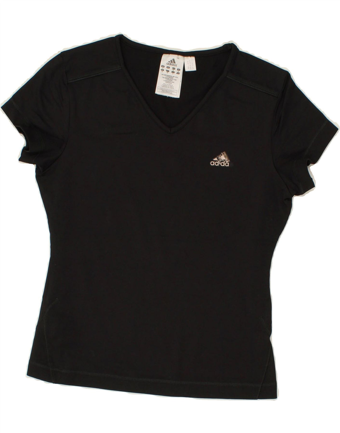 ADIDAS Womens T-Shirt Top UK 12 Medium Black Polyamide Vintage Adidas and Second-Hand Adidas from Messina Hembry 
