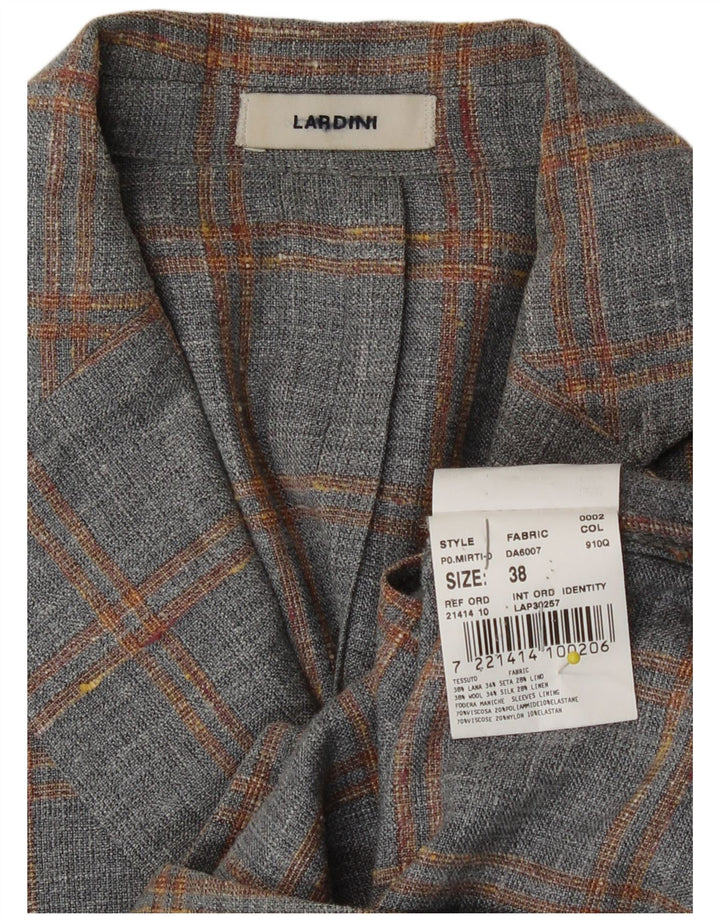 Lardini Женский пиджак на 2 пуговицах IT 38 XS Серый Шерстяной Клетчатый