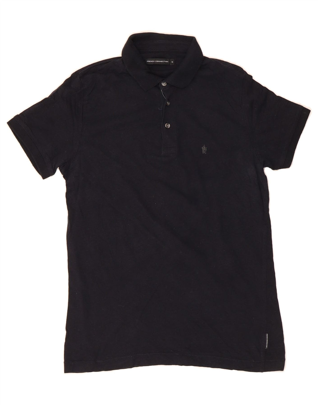 FRENCH CONNECTION Mens Polo Shirt Medium Navy Blue Linen Vintage French Connection and Second-Hand French Connection from Messina Hembry 
